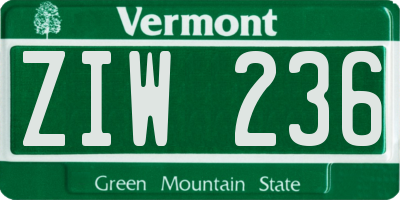 VT license plate ZIW236