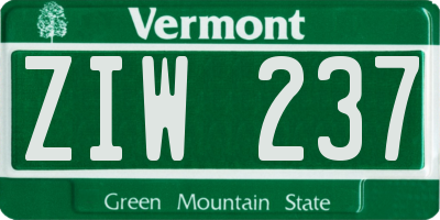 VT license plate ZIW237