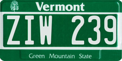 VT license plate ZIW239
