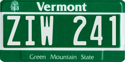 VT license plate ZIW241