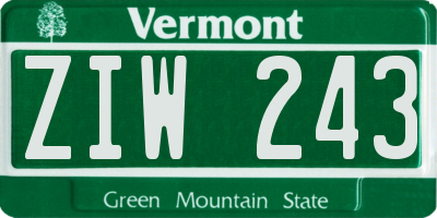 VT license plate ZIW243