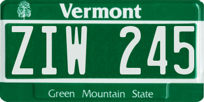 VT license plate ZIW245