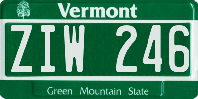 VT license plate ZIW246