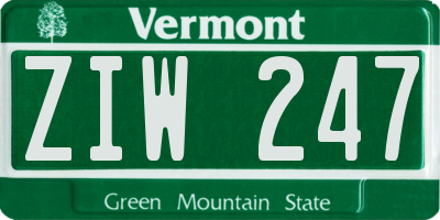 VT license plate ZIW247