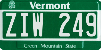 VT license plate ZIW249