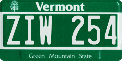 VT license plate ZIW254