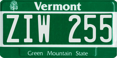 VT license plate ZIW255