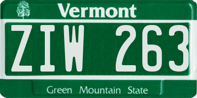 VT license plate ZIW263