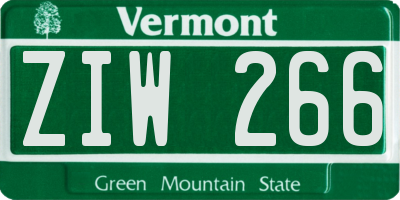 VT license plate ZIW266