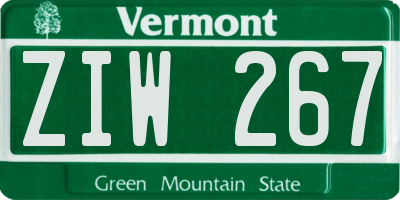 VT license plate ZIW267