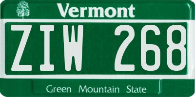 VT license plate ZIW268