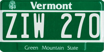 VT license plate ZIW270