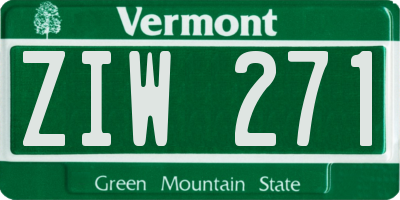 VT license plate ZIW271