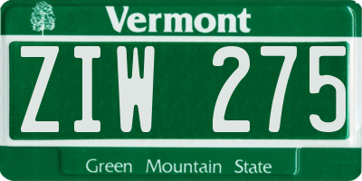 VT license plate ZIW275