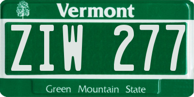 VT license plate ZIW277
