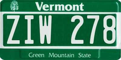 VT license plate ZIW278