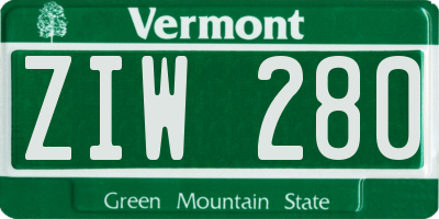 VT license plate ZIW280