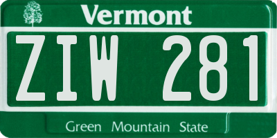 VT license plate ZIW281