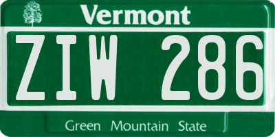 VT license plate ZIW286