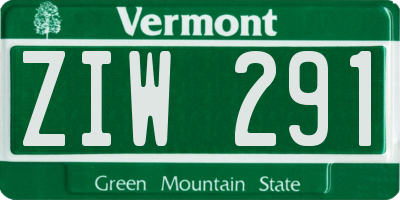 VT license plate ZIW291