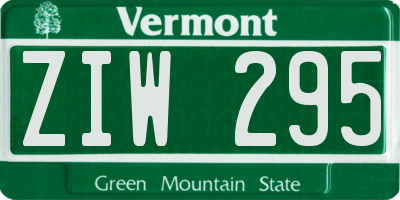 VT license plate ZIW295