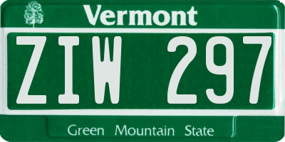 VT license plate ZIW297
