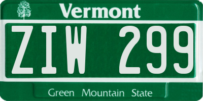 VT license plate ZIW299