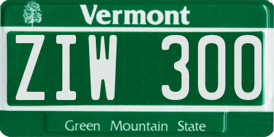 VT license plate ZIW300