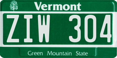 VT license plate ZIW304