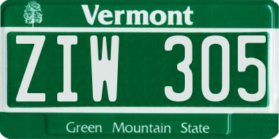 VT license plate ZIW305