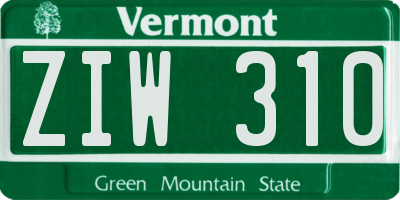 VT license plate ZIW310