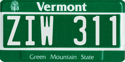 VT license plate ZIW311