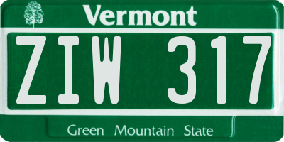 VT license plate ZIW317