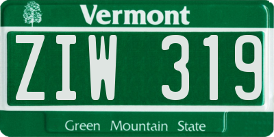 VT license plate ZIW319