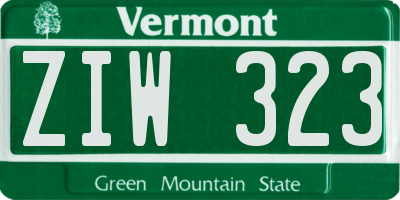 VT license plate ZIW323