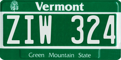 VT license plate ZIW324