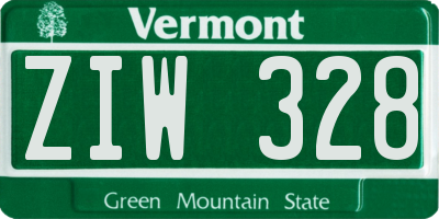 VT license plate ZIW328