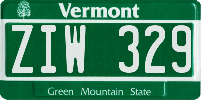 VT license plate ZIW329