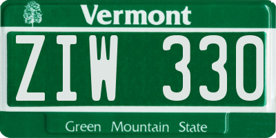 VT license plate ZIW330