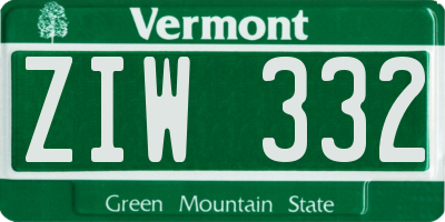 VT license plate ZIW332