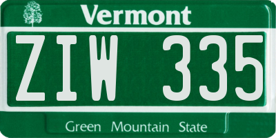 VT license plate ZIW335