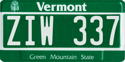 VT license plate ZIW337
