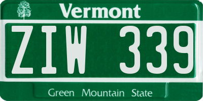 VT license plate ZIW339