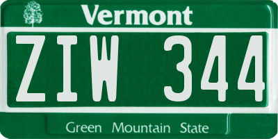 VT license plate ZIW344