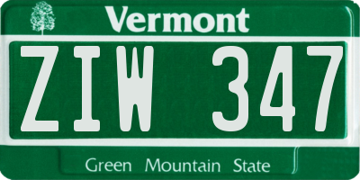 VT license plate ZIW347