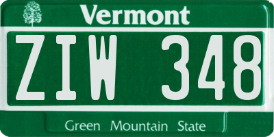 VT license plate ZIW348