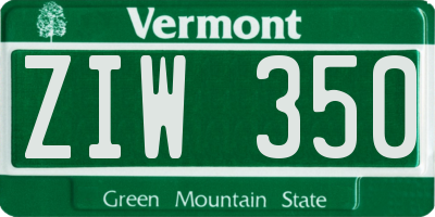VT license plate ZIW350