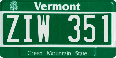 VT license plate ZIW351