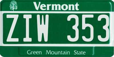 VT license plate ZIW353