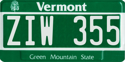 VT license plate ZIW355